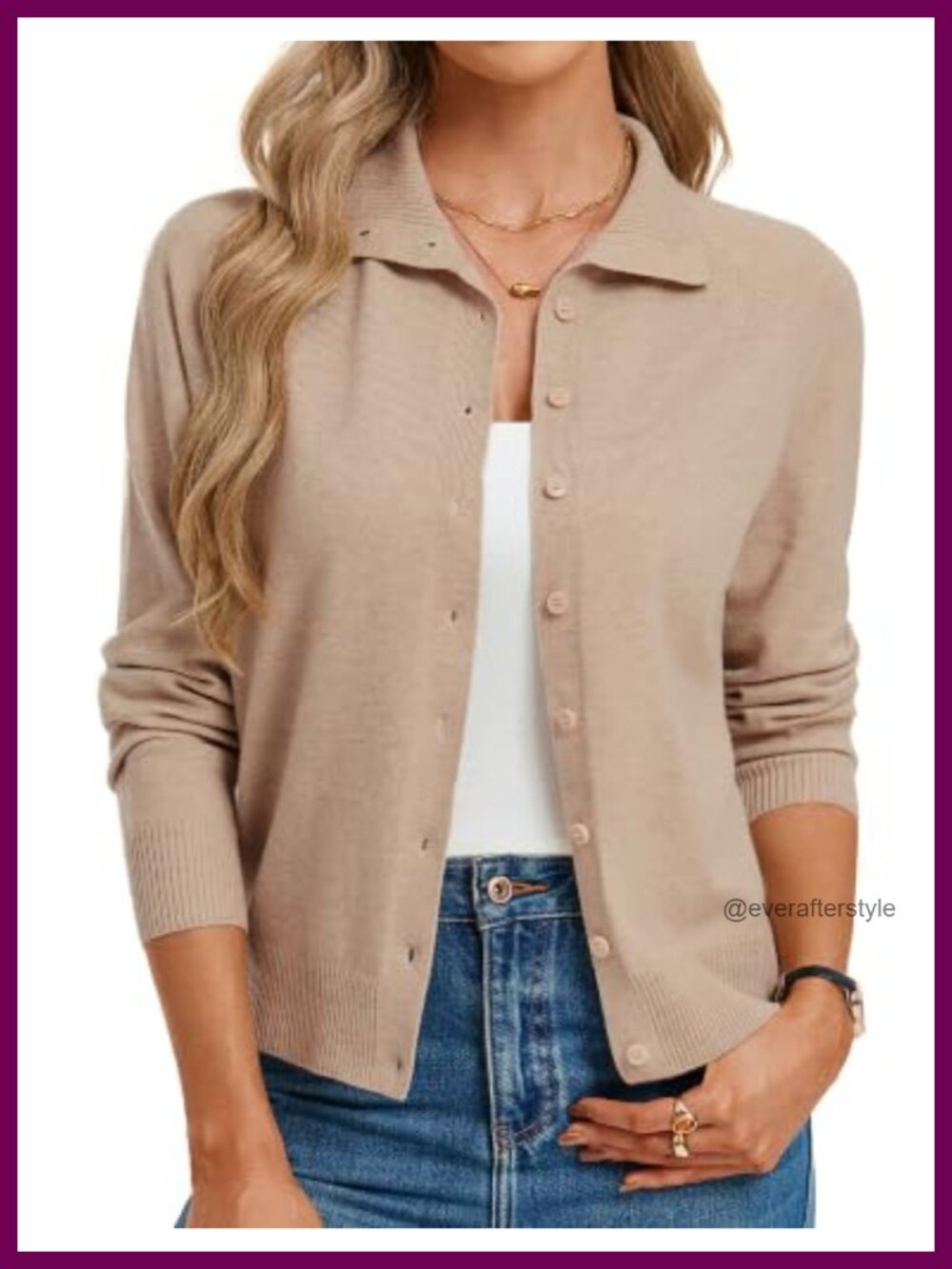 GRACE KARIN Women Lightweight Cardigan Sweater Button Up Lapel Collar